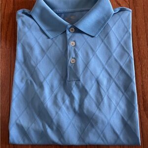 Champion Men's Light Blue Diamond-Pattern Polo Shirt size XL